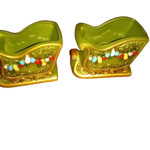 Vintage Napcoware Christmas Sleigh & 2 taper candle holders  X-8382 Japan - Picture 5 of 6